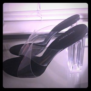 Black transparent heel shoe